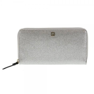 Kate Spade Mavis Street Neda Zip Around Silver Glitter Wallet Wlru2388