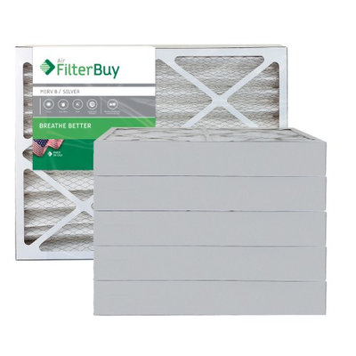 AFB Silver MERV 8 11.25x23.25x4 Pleated AC Furnace Air Filter. Filters. 100% produced in the USA. (Pack of 6)