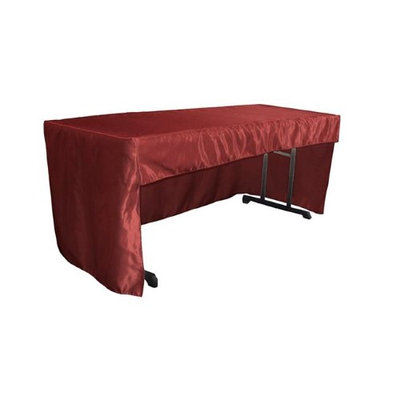 LA Linen TCbridal-OB-fit-72x30x30-BurgundyB17 2.04 lbs Open Back Fitted Bridal Satin Classroom Tablecloth Burgundy - 72 x 30 x 30 in.