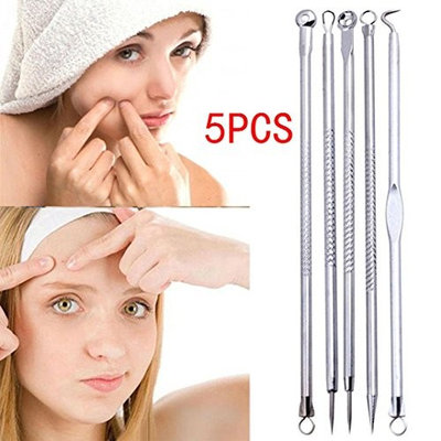 Lookatool 5 Pcs Pimple Blemish Comedone Acne Extractor Remover Tool Set