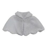 Little Girls White Faux Fur Stylish Collar Soft Beaded Adornment Winter Cape 2/4