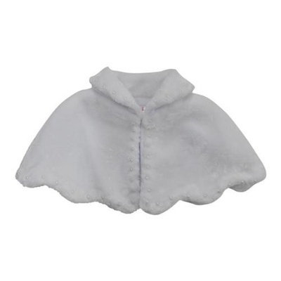 Little Girls White Faux Fur Stylish Collar Soft Beaded Adornment Winter Cape 2/4