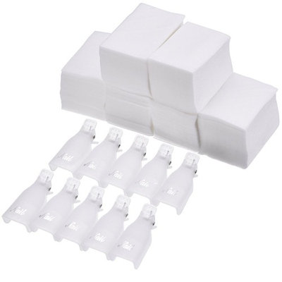eBoot Nail Cap Clips UV Gel Polish Remover Wrap 10 Pack with 420 Pack Nail Wipe Cotton Pads