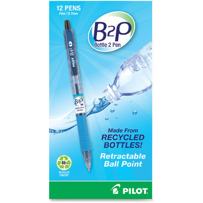 Pilot B2P Recycled Ballpoint Pen, 0.7mm, Black Ink, Dozen
