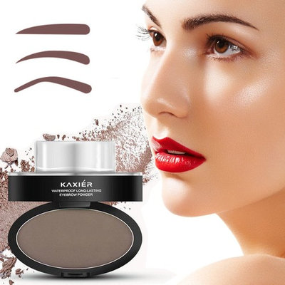 Ladygo 3 Stencils Eyebrow Stamp Waterproof Powder Brush Eye Brow Perfect Seal Natural-Looking Eyebrows Delicate Shape in Seconds Makeup Tool for Beginners & Busy People-Color Bright Brown