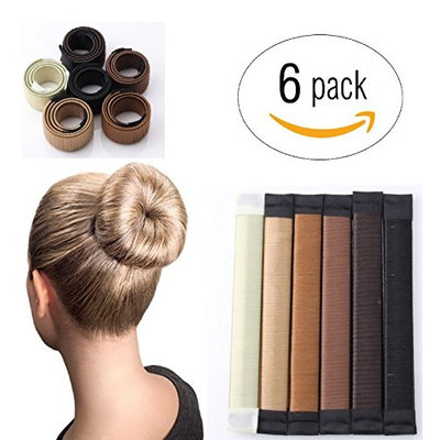 LittleCreationsByVic Magic French Twist Hair Bun Maker Hair Bun Shapers Donut Hair Styling Making DIY Curler Roller Hairstyle Tools, French Twist Doughnuts Hair Accessories - 6 Pack