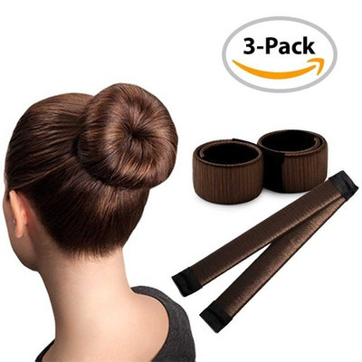 Brown Magic Bun Maker / 3 PACK/Perfect Hair Bun Making Tool/Donut Bun DIY Hair Styling/Hair Bun Shaper/Ballet Hair Bun
