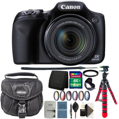 Canon PowerShot SX530 HS 16MP Digital Camera Black + 8GB Deluxe Accessory Kit