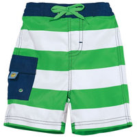One Step Ahead Sun Smarties Baby Boy Swim Diaper - Green and White Stripe - Swim Diaper Trunks
