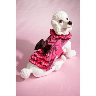 Hollywood Poochie HP803 Lace Overlay Satin Doggie Corset Harness Fully Lined, Red & Black - Large
