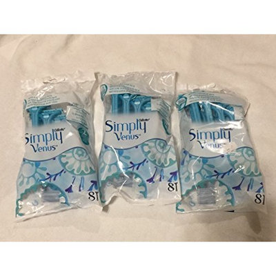 Simply Venus Gillette 3 packs, 8 disposable razors in each pack, total 24 razors