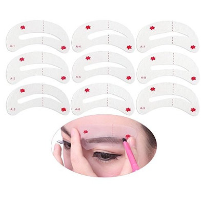 WINOMO Eyebrow Shaping Stencils, Eyebrow Grooming Stencil Kit, Shaping Templates DIY Tools 9 Styles(Mainly White) (White)