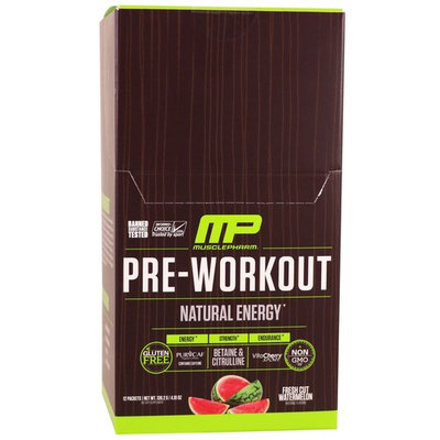 MusclePharm Natural, Pre-Workout, Natural Energy, Fresh Cut Watermelon, 12 Packets, 4.91 oz (139.2 g)