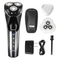 POVOS Electric Men's Shaver Rotary Razor, USB Charging, 3D Floating Cutter, Wet and Dry Shaving, Battery Indicator, Travel Lock, including USB Charger, Cutter Replacement and Travel Bag
