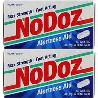 NoDoz Maximum Strength Alertness Aid 60 Caplets (Pack of 2), 200mg Caffeine Pills