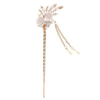 MagiDeal Women's Crystal Rhinetone Bead Hair Clasp Flowers Design Hair Stick With Tassel #10