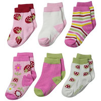 Lovespun Baby-Girls Newborn Fruit Print 6 Pack Sock Set