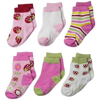 Lovespun Baby-Girls Newborn Fruit Print 6 Pack Sock Set