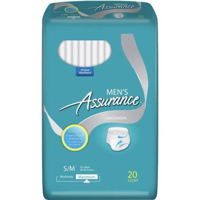 Assurance Incontinence Underwear for Men, Maximum, S/M, 20 Ct