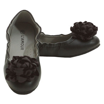 L'Amour Black Slip On Ballet Dress Shoes Toddler 5-Little Girls 4