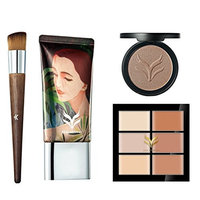 Dovewill Facial Makeup Set 6 Colors Concealer Palette Foundation Blender Sponge Puff Angled Brush Comestics