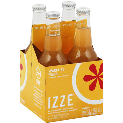 Izze Sprkl Peach Juice Beverage, 4 count, 48 fl oz, (Pack of 6)