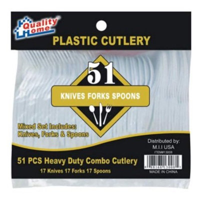 Quality Home Heavy Weight Cutlery Set of Forks, Knives and Spoons - 51 Pack + FREE SHIPPING!