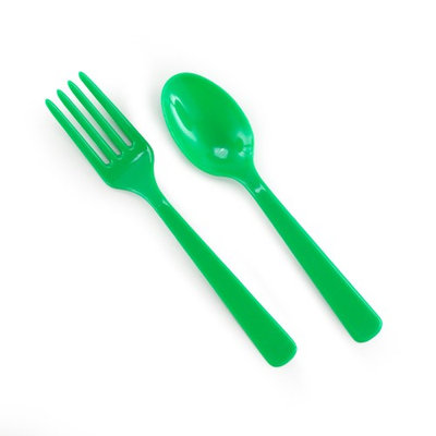 Party Destination Forks Spoons - Green (8 each)