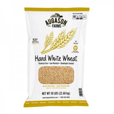 Blue Chip Group Augason Farms Hard White Wheat, 527 Servings, 18 Month Shelf Life, 50 Pound Bag