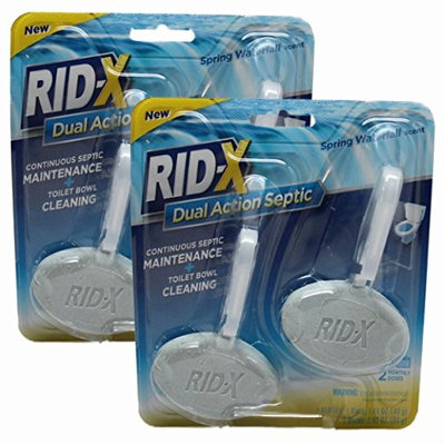 Rid-X 4 Count Septic Tank System Treatment And Toilet Bowl Cleaner, Spring Waterfall Scent