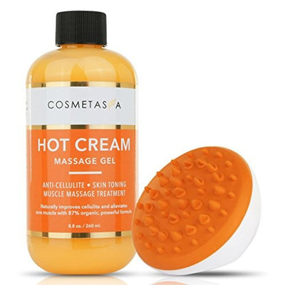 Hot Cream Massage Gel with- Cellulite Massager:: Anti- Cellulite, Skin Tightening, Toning, Fat Burner & Muscle and Joint Pain Relief Jelly 100% Natural,...