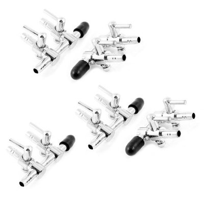 5 x Air Flow Control 2 Way Aquarium Fish Tank Lever Valve Silver Tone