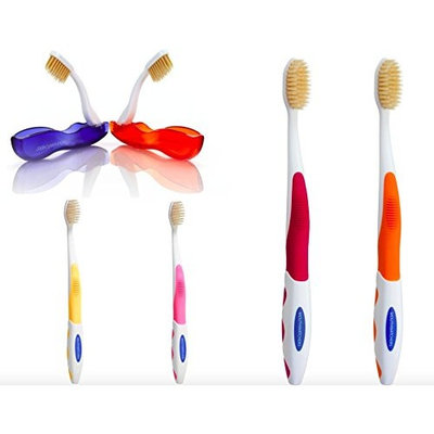 Doctor Plotka's Mouthwatchers Antimicrobial Floss Bristle Silver Toothbrush, Adult, Youth, and Travel, Holiday Gift Pack