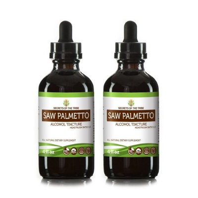 Secrets Of The Tribe Saw Palmetto Tincture Alcohol Extract, Organic Saw Palmetto (Serenoa Repens) Dried Berry 2x4 oz