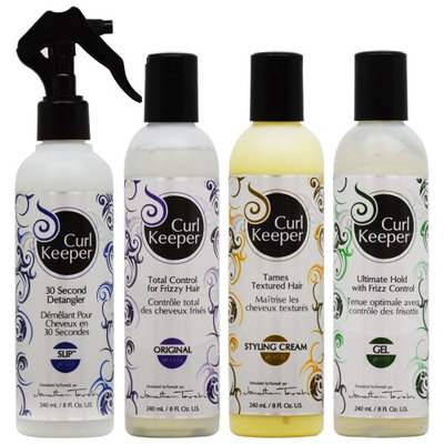 Curl Keeper Detangler + Total Control + Styling Cream + Gel 8oz 'Set' (Pack of 4)