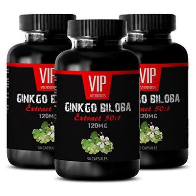 Ginkgo biloba - Ginkgo Biloba Leaf 120mg - Extremely beneficial with cayenne (3 Bottles - 150 Capsules)