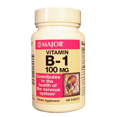 MAJOR B-1 100MG TABS THIAMINE HYDROCHLORIDE-100 MG White 100 TABLETS UPC