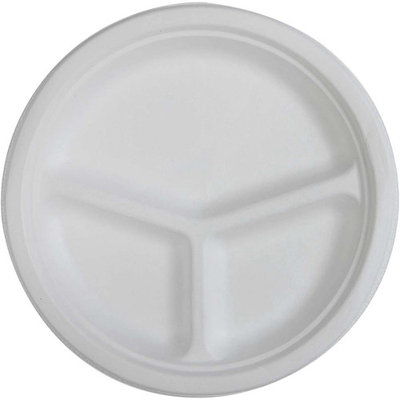 Genuine Joe 3-Compartment Compostable Plates, 10