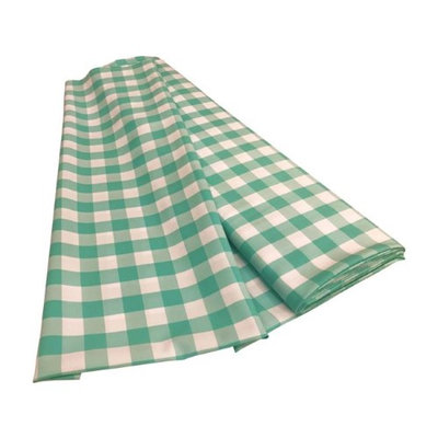 LA Linen CheckBolt-10Yrd-MintK44 10 Yards Gingham Checkered Flat Fold White & Mint