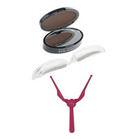 MagiDeal 2Pcs/Set Plastic Eye Brow Makeup Eyebrow Shaping Grooming Ruler + Straight Shape Eyebrow Powder Stamper Light Brown