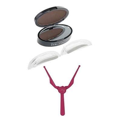 MagiDeal 2Pcs/Set Plastic Eye Brow Makeup Eyebrow Shaping Grooming Ruler + Straight Shape Eyebrow Powder Stamper Light Brown