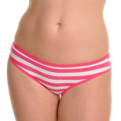 Angelina Cotton Bikini Panties with Rhinestone Kiss Design (12-Pack)