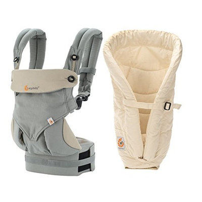 ERGObaby Four Position 360 Carrier, Grey with Natural Infant Insert