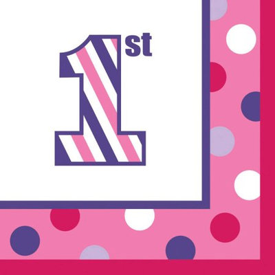 Sweet Stripes Pink Beverage Napkins Pkg/16