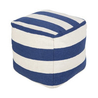 Surya 18 in. Large Stripe Cube Wool Pouf