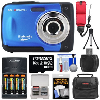 Bell & Howell Splash WP10 Shock & Waterproof Digital Camera (Blue) with 8GB Card/Reader + Case + Batteries/Charger + Tripod + Accessory Kit