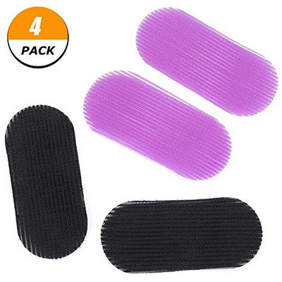 Feihoudei 4 Pack Hair Grippers Hair Velcro Hair Holders Black + Purple (2 Pairs)
