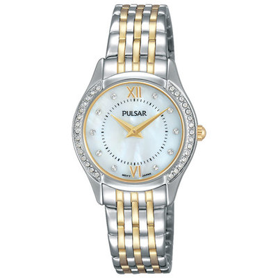 Pulsar Womens Watch - Two-Tone Case & Bracelet - Crystals - MOP Dial - 30m