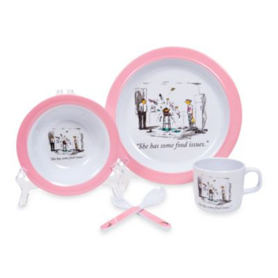 The New Yorker baby collection by Silly Souls NYDishfoodb New Yorker 5 Piece Dish Set He s Got Food Issues Blue