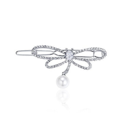 CHIMERA Hairpin Crystal Dragonfly Pearl Pendant Hair Clips Girl and Women's Silver Metal Gold-plated Barrette Party Jewelry Accessories